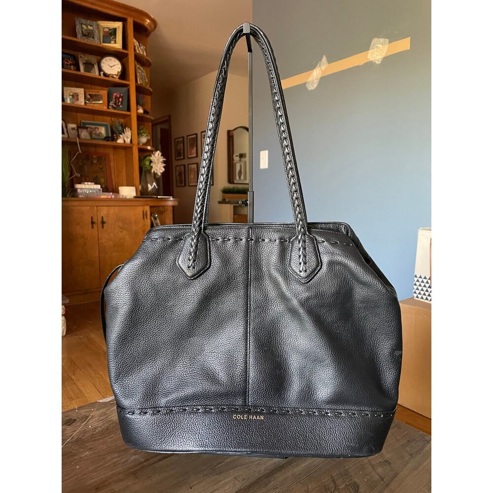 Cole Haan Braided Large Leather Shoulder Bag